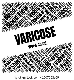 Varicose Word Cloud. Medical Collage Made of Popular Tags