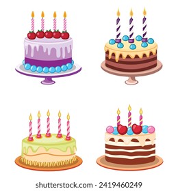 varied birthday cake vector design set