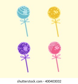 Varied presentation of sweet cake pops