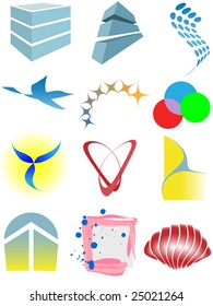 Un conjunto variado de elementos de diseño o iconos coloridos.