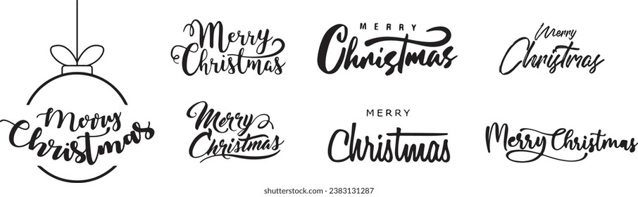 varied set of merry christmas phrase, set of Christmas greetings