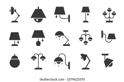 Varied type of Lamp icon set, solid icon set