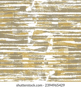 Variegated carpet with stripes and patches in brown, gold and white tones. Textile design. Mottled, streaked background. Vector seamless.