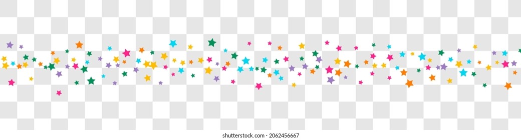 Variegated Effect Vector Panoramic Transparent Background Space Texture. Bright Twinkle Universe Template. Shine  Banner. Multicolored Christmas Glitter Wallpaper.