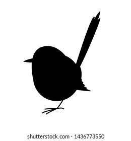 Variegated Fairy Wren bird,vector illustration, silhouette