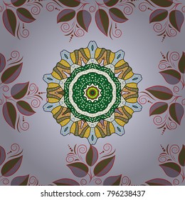 Variegated leaves on gray, green and neutral colors. Vector illustration. Seamless.Spring background with colorful leaves.