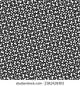 Variegated pattern in black and white, a mosaic composed of small fragments or shapes. Swatch from a wool or cotton sweater. A detail from a crocheted blanket or bedspread. Vector seamless.