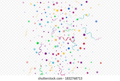 Variegated Ribbon Anniversary Vector Panoramic Transparent Background. Abstract Confetti Design. Streamer Shiny Plant. Red and Yellow Fun Branch.