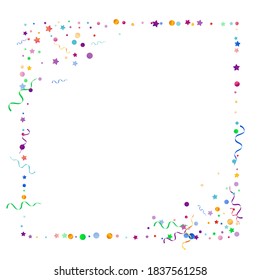 Variegated Ribbon Celebration Vector White Background. Happy Circles Branch. Streamer Abstract Invitation. Bright Isolated Design.