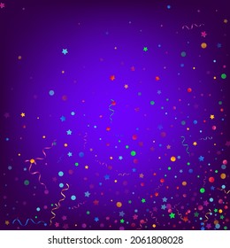Variegated Ribbon Fun Vector Blue Background. Celebrate Particles Template. Streamer Flying Invitation. Colored Isolated Design.
