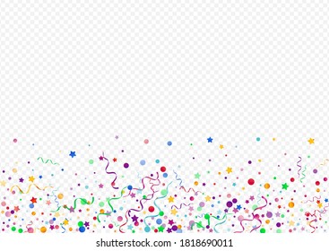 Variegated Spiral Fun Vector Panoramic Transparent Background. Christmas Particles Template. Ribbon Decoration Plant. Red and Yellow Flying Invitation.