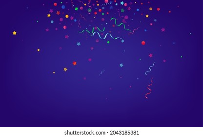 Variegated Spiral Isolated Vector Blue Background. Abstract Star Invitation. Particles Swirl Template. Red and Yellow Carnival Plant.