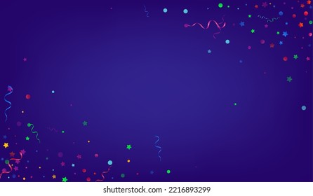 Variegated Star Isolated Vector Blue Background. Swirl Spiral Poster. Particles Christmas Illustration. Red and Yellow Paper Branch.