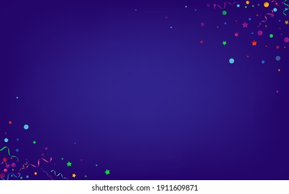 Un Streamer Variado Celebra El Fondo Azul Vector. Plantilla de estrella divertida. Afiche del partido Partcles. Rama de papel multicolor.