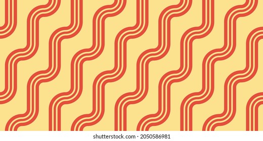 Variegated stripes wavy lines common design. Italian spaghetti fabric textile geometric print. Retro seamless diagonal linear recurring decor. Continuous minimalistic simple ornament graphic style