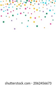 Ilustración Starry de Fondo Blanco Variado Del Vector Twinkle. Borde de Estrella Mágica multicolor. Patrón brillante. Color Party Sky Texture.