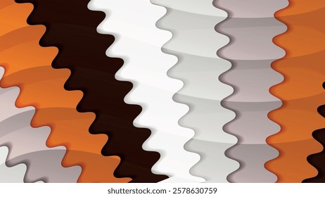 Variegated wallpaper with overlapping scalloped stripes. A great background for posters, presentations, outdoor advertising and other projects. Vector.