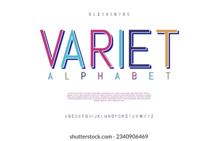 Variet creative modern urban alphabet font. Digital abstract moslem, futuristic, fashion, sport, minimal technology typography. Simple numeric vector illustration