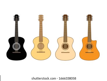 Varieties of acoustic guitars. Vector image of a guitar.