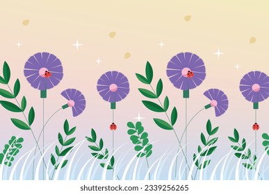 Varieties of the flowers in the meadow