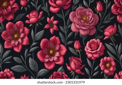 variedades de flores en un fondo negro