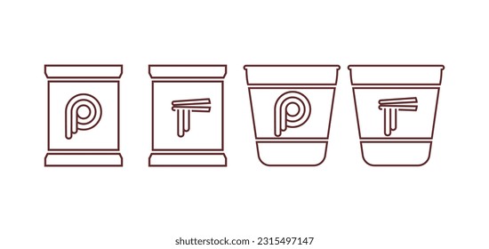 Varieties of instant noodles. Vector illustration.