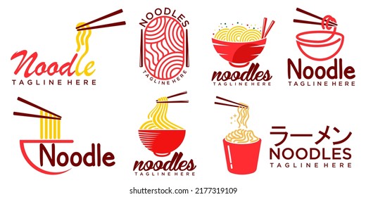 varieties of noodles logo design vector.