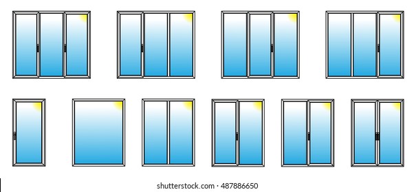 Varieties of PVC windows. Vector Illustration. EPS10