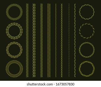 Varieties of seam forward needle, stitch stitching. Vector illustration.