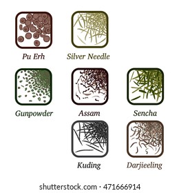 Varieties of tea loose in a square frame