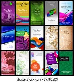 variety of 15 vertical business cards on different topics