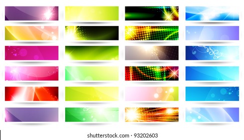 variety of 24 horizontal multicolored web banner set over white