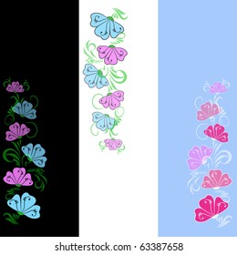Variety of 3 vertical cards on different floral topics (eps10)