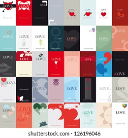 Variety of 40 vertical business cards on a specific topic, the love.