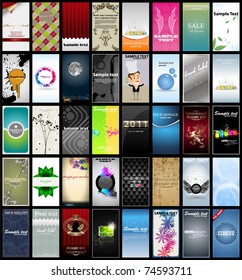 variety of 40 vertical business cards on different topics