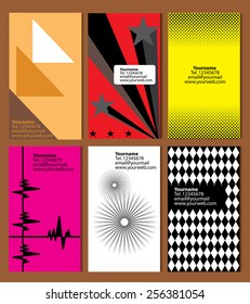 variety of 6 vertical business cards on different topics