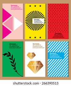 variety of 6 vertical business cards on different topics 