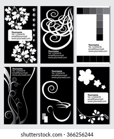 variety of 6 vertical business cards on different topics Black and White