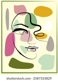 A variety of abstract shapes and lines are arranged in a seemingly random fashion against a pale background.abstract face expressionism art style, giving the composition a playful and experimental fee