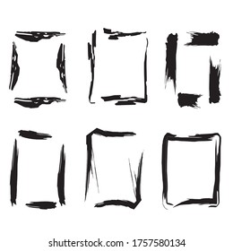 Variety of abstract style black vector borders that simulate brush strokes.