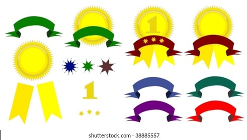 Variety of awards and ribbons vector
