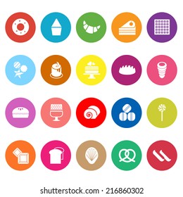 Variety bakery flat icons on white background, stock vector