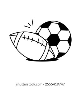 Variety of balls used in different sports like football and soccer