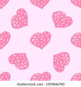 A variety of beautiful hearts for Valentine's Day. Hand-drawn vector illustration. Seamless pattern.Textures for clothes, wrapping paper, souvenirs and invitations.