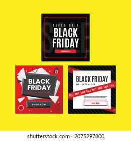 variety black friday instagram post collection vector design illustration