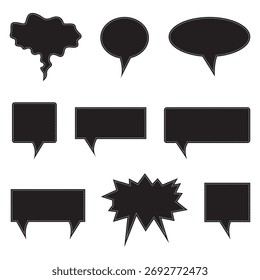 Variety of black speech and thought bubbles, ready for text input.