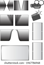 A variety of black and white film rolls