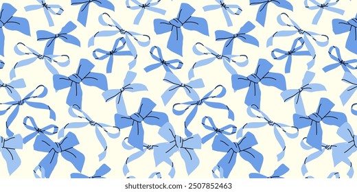 Una variedad de arcos azules sobre un fondo blanco. Dibujado a mano groovy patrón de Vector. Fondo simple e infantil con arcos. Diseño juguetón y caprichoso. Accesorio de trenzado de pelo de moda.