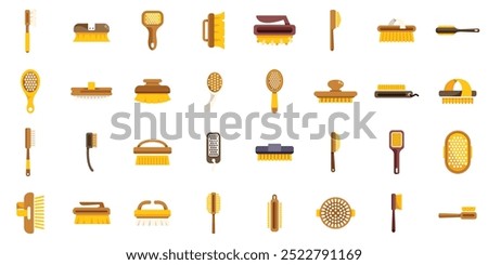 Variety of brushes are displayed, showcasing different shapes, sizes, and materials used for cleaning and grooming purposes