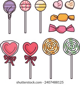 a variety of candy illustrations